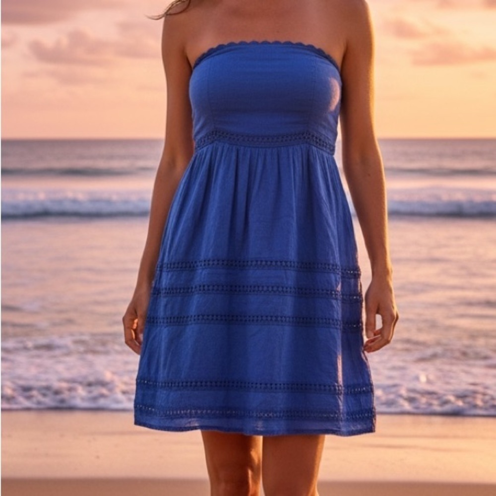 Old Navy Blue Strapless Dress Womens Size 2